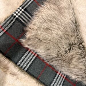 Arhaus Tartan Plaid Faux Fur Accent Pillow Cover New